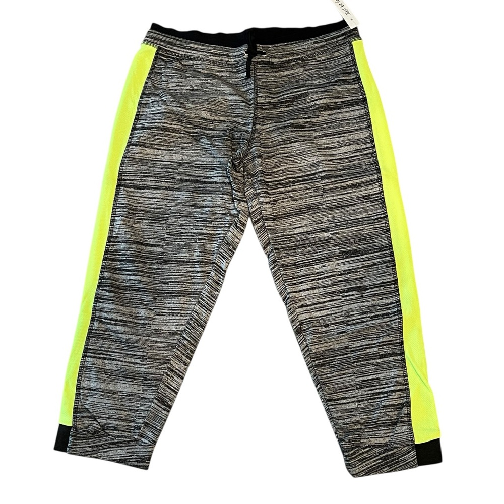 Woman’s Just be Free Gray and Yellow Athletic capri pants
